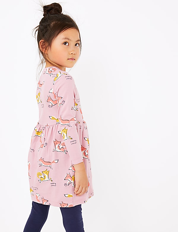 Pure Cotton Fox Print Dress (3 Months - 7 Years)