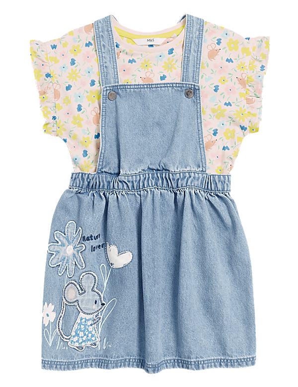 2pc Pure Cotton Floral Mouse Outfit (2-7 Yrs)
