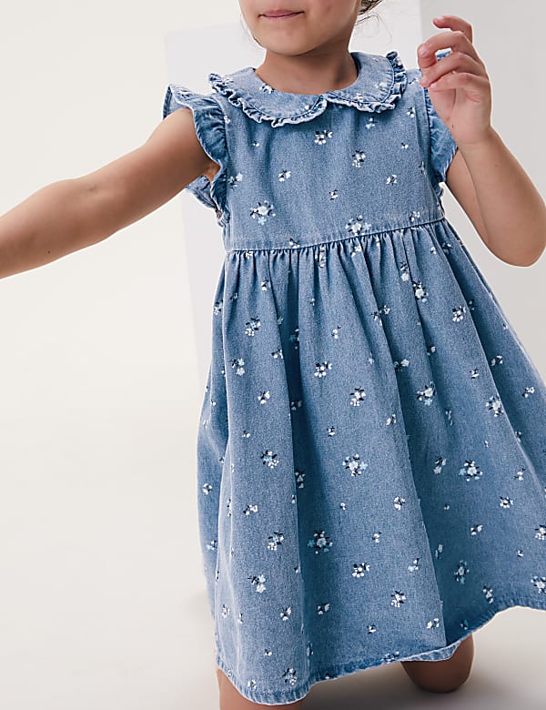 Denim Floral Print Dress (2-7 Yrs)