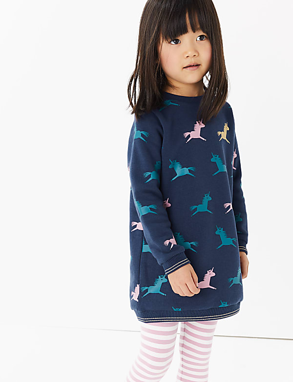 Unicorn Print Sweat Dress (3 Months - 7 Years)