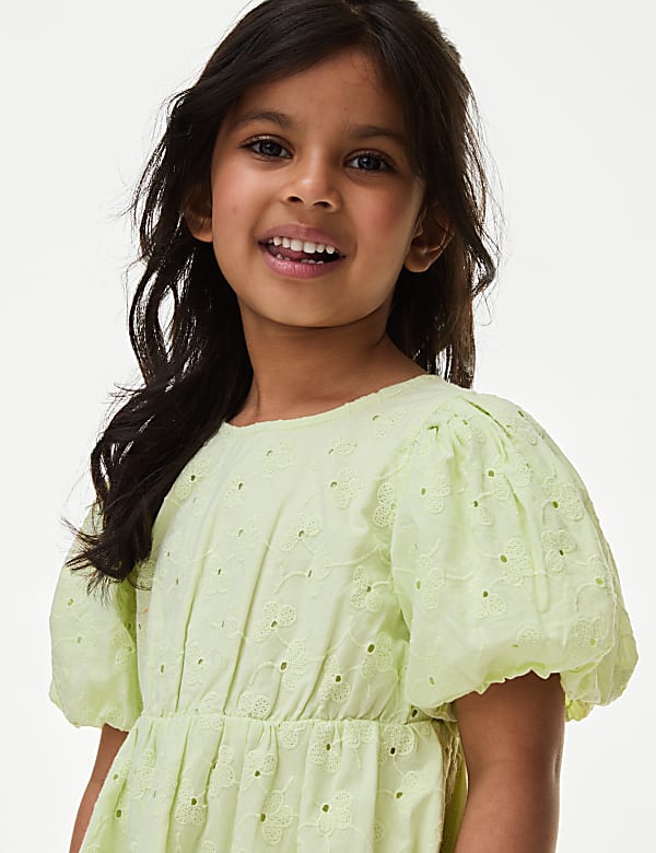 Pure Cotton Broderie Dress (2-8 Yrs)