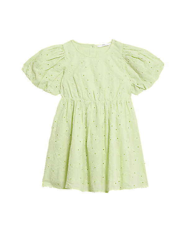 Pure Cotton Broderie Dress (2-8 Yrs)