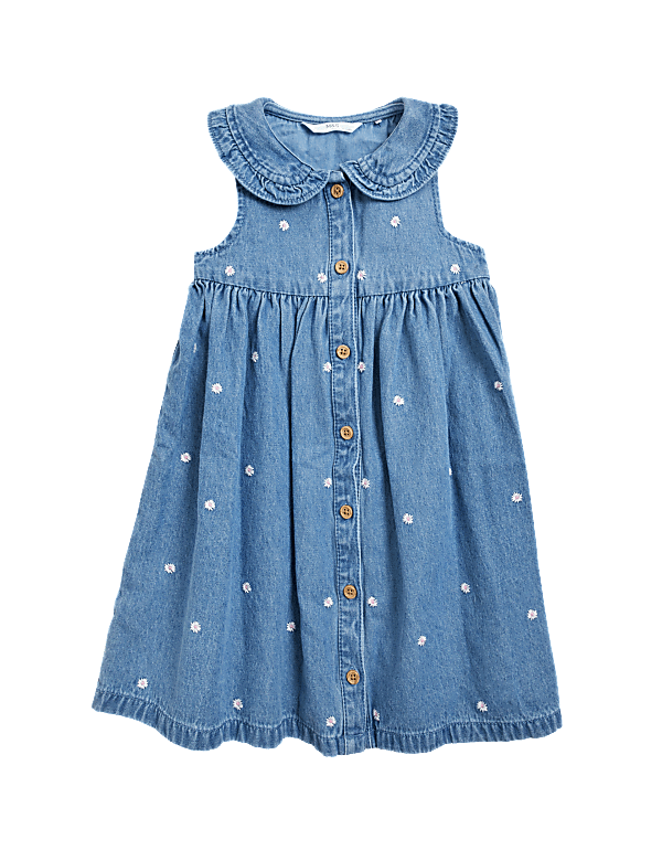 Denim Daisy Embroidered Dress (2-7 Yrs)