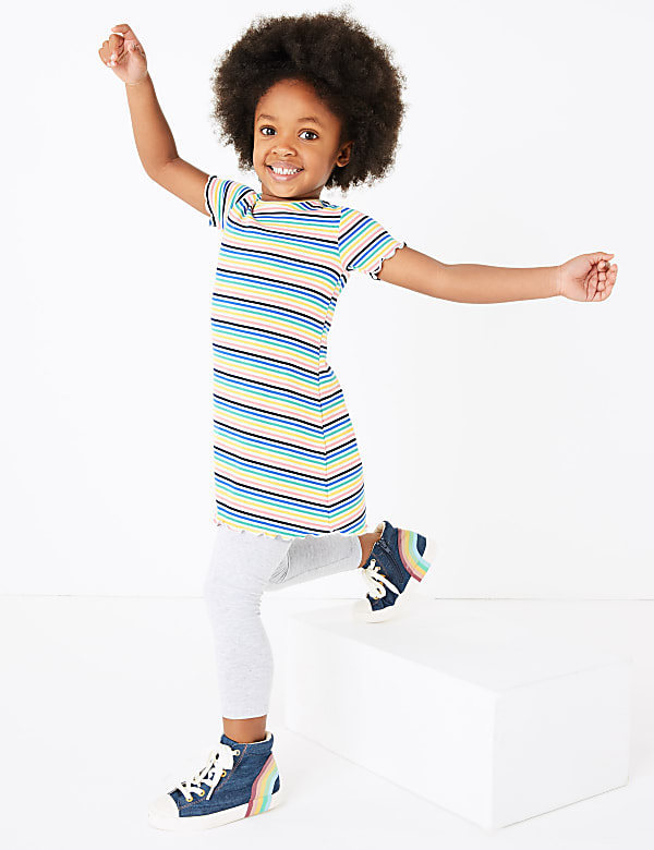 Ribbed Multicolour Striped Dress (2-7 Yrs)