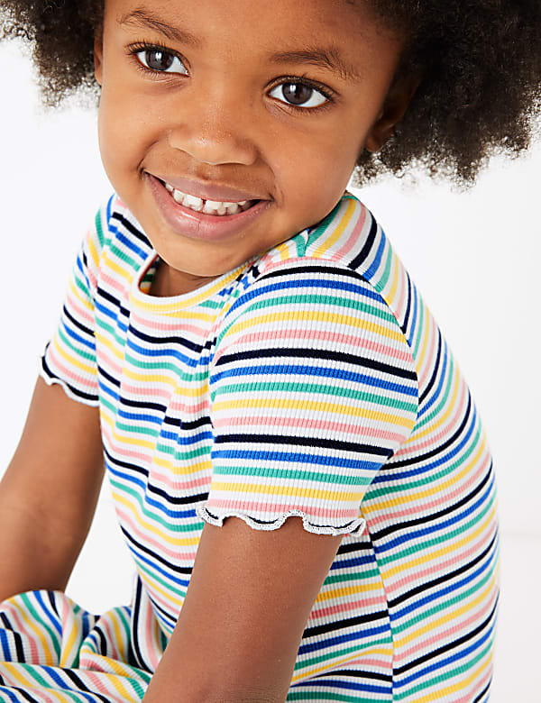 Ribbed Multicolour Striped Dress (2-7 Yrs)