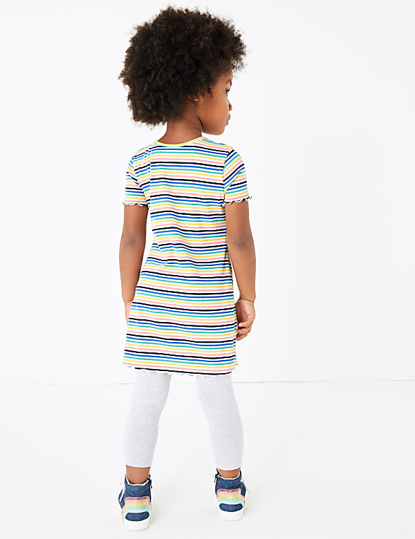 Ribbed Multicolour Striped Dress (2-7 Yrs)
