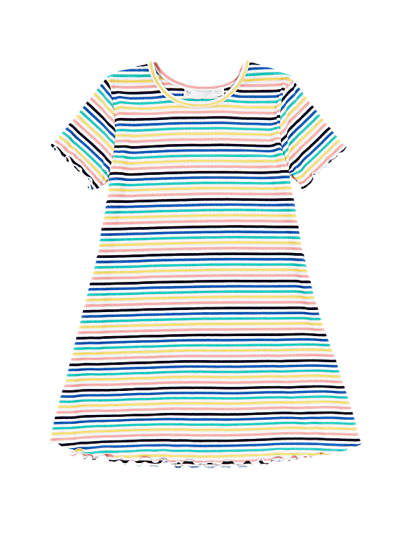 Ribbed Multicolour Striped Dress (2-7 Yrs)
