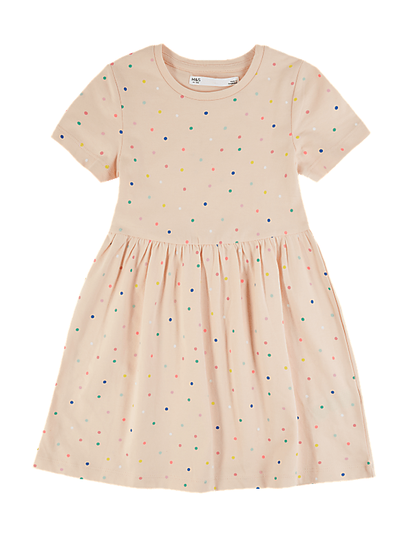 Cotton Spotted Dress (2-7 Yrs)