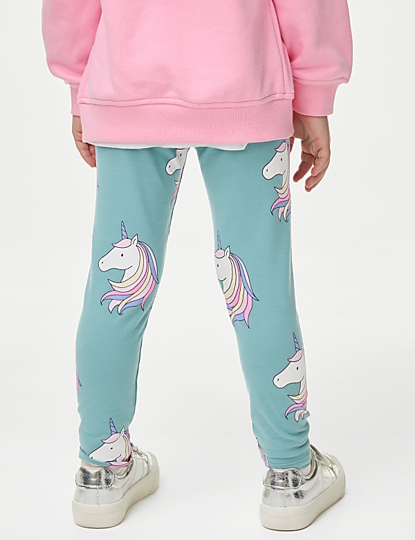 Buy Cotton Rich Unicorn Leggings 2 8 Yrs at Marks Spencer