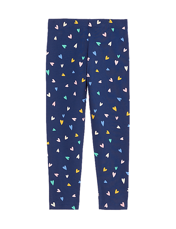 Cotton Rich Heart Print Leggings 2 8 Yrs