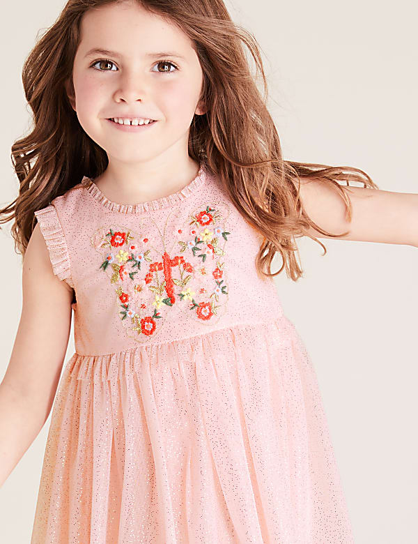 Butterfly Glitter Chiffon Dress (2-7 Yrs)