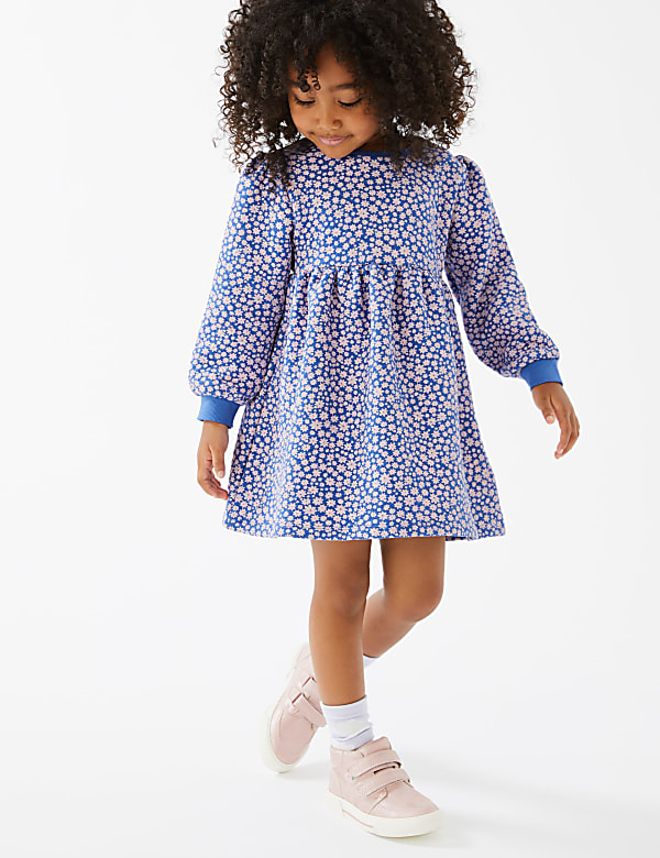 Cotton Rich Floral Quilted Dress (2-7 Yrs)