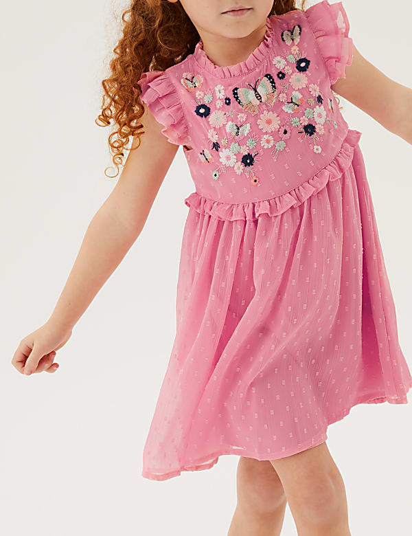 Floral Embroidered Dress (2-7 Yrs)