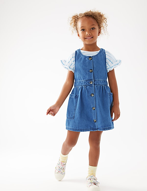 2pc Pure Cotton Pinafore Outfit (2-7 Yrs)