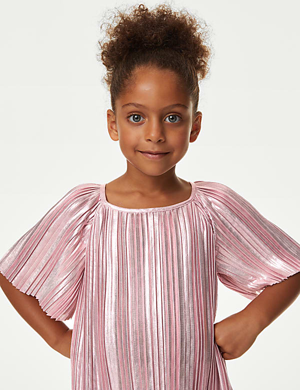 Plisse Metallic Dress (2-8 Yrs)