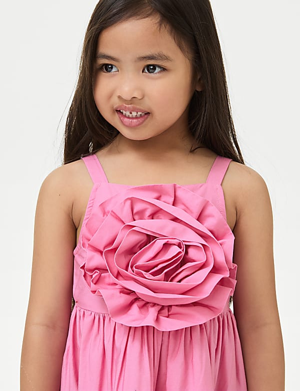 Pure Cotton Rosette Dress (2-8 Yrs)