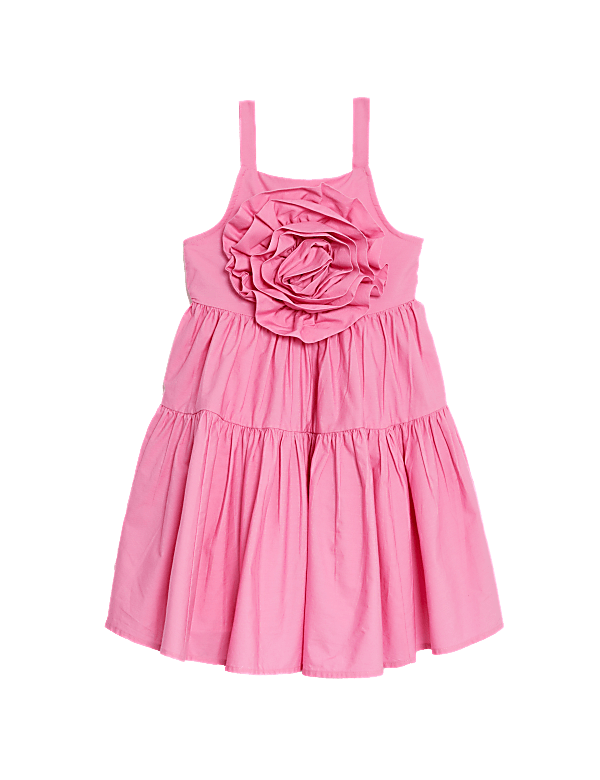 Pure Cotton Rosette Dress (2-8 Yrs)