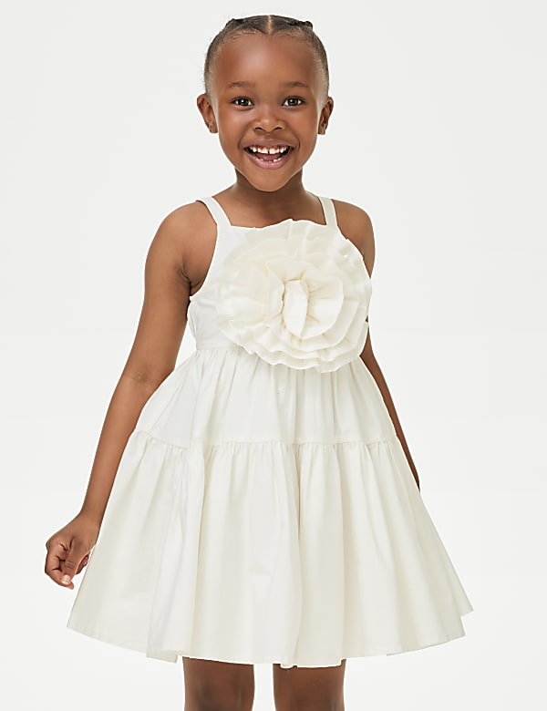 Pure Cotton Rosette Dress (2-8 Yrs)