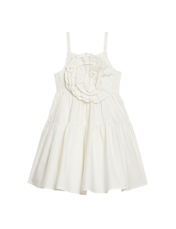 Pure Cotton Rosette Dress (2-8 Yrs)
