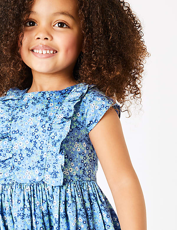 Cotton Floral Frill Dress (2-7 Years)