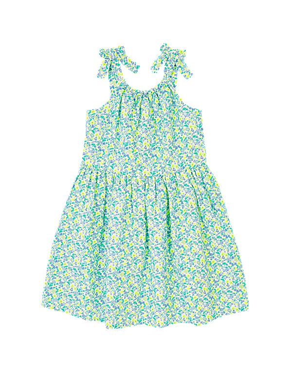 Floral Print Shoulder Tie Dress (2-7 Yrs)