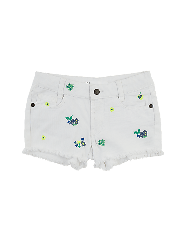 Denim Embroidered Floral Shorts (2-7 Yrs)