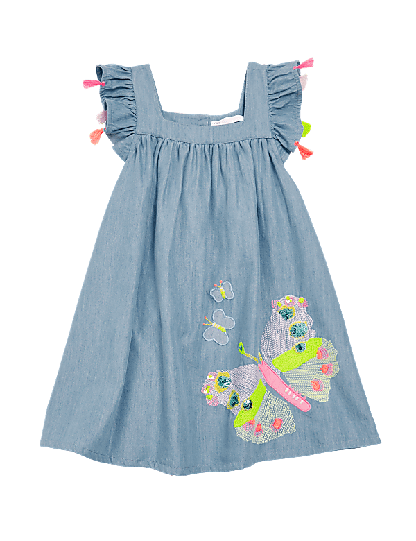 Buy Denim Butterfly Dress (2-7 Yrs) at Marks & Spencer