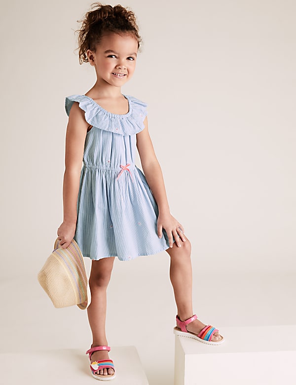 Pure Cotton Striped Dres