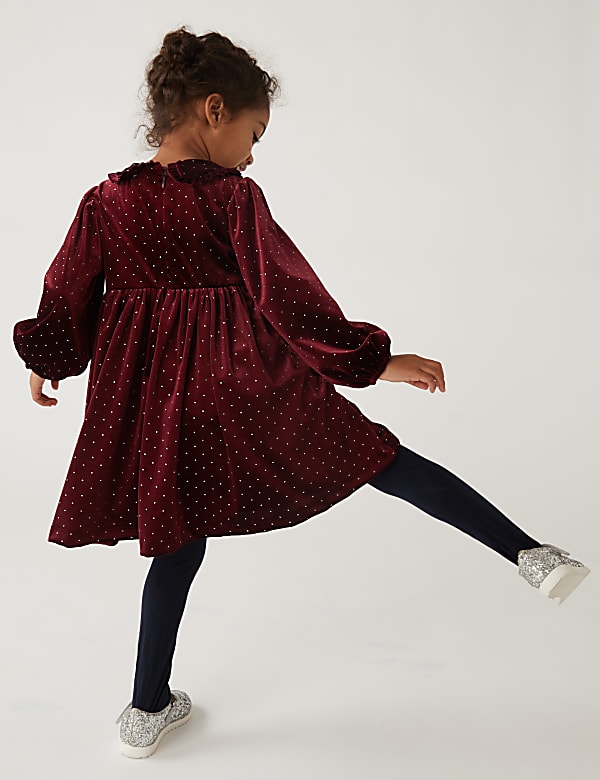 Glitter Spot Velvet Dress (2-7 Yrs)