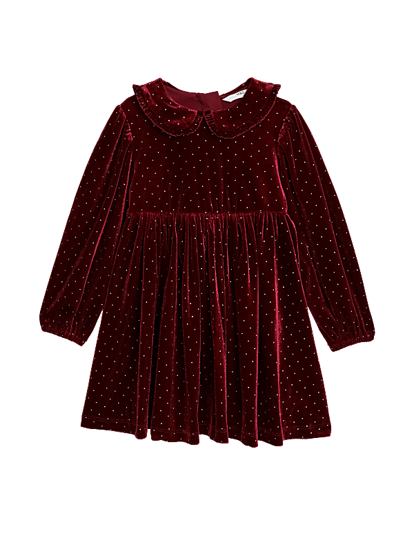 Glitter Spot Velvet Dress (2-7 Yrs)