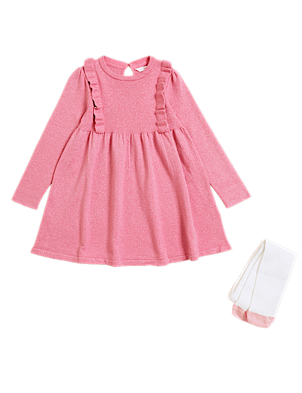 2pc Frill Dress & Tights Set (2-7 Yrs)