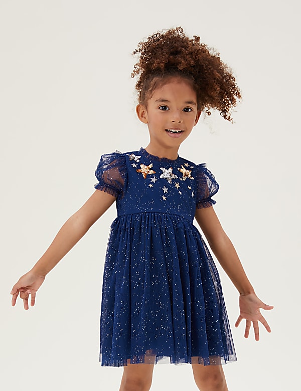 Tulle Sequin Stars Dress (2-7 Yrs)