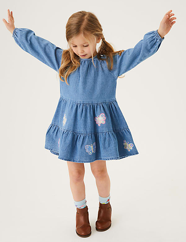 Denim Butterfly Dress (2-7 Yrs)