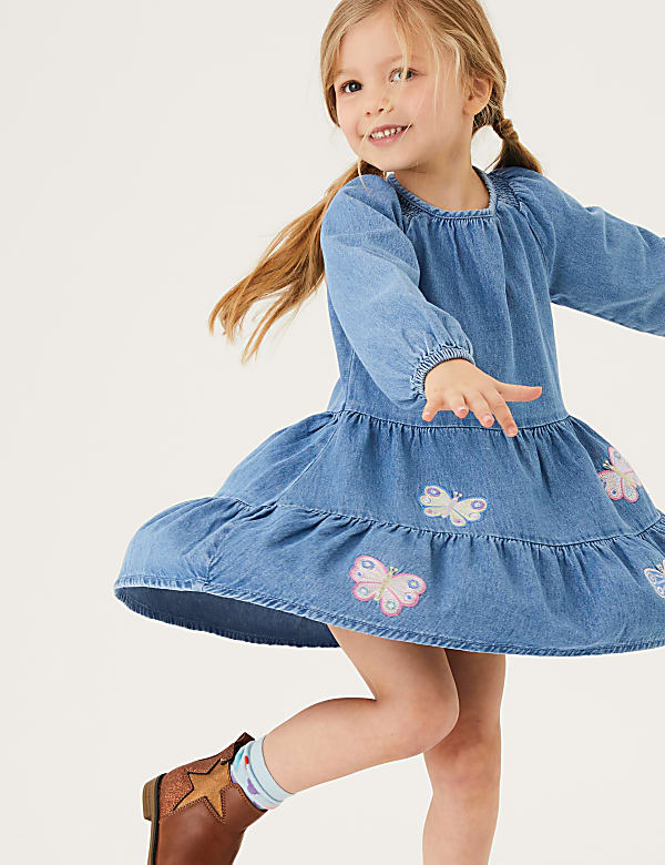 Denim Butterfly Dress (2-7 Yrs)