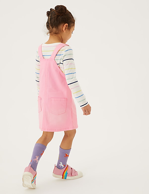2pc Denim Striped Pinafore Outfit (2-7 Yrs)