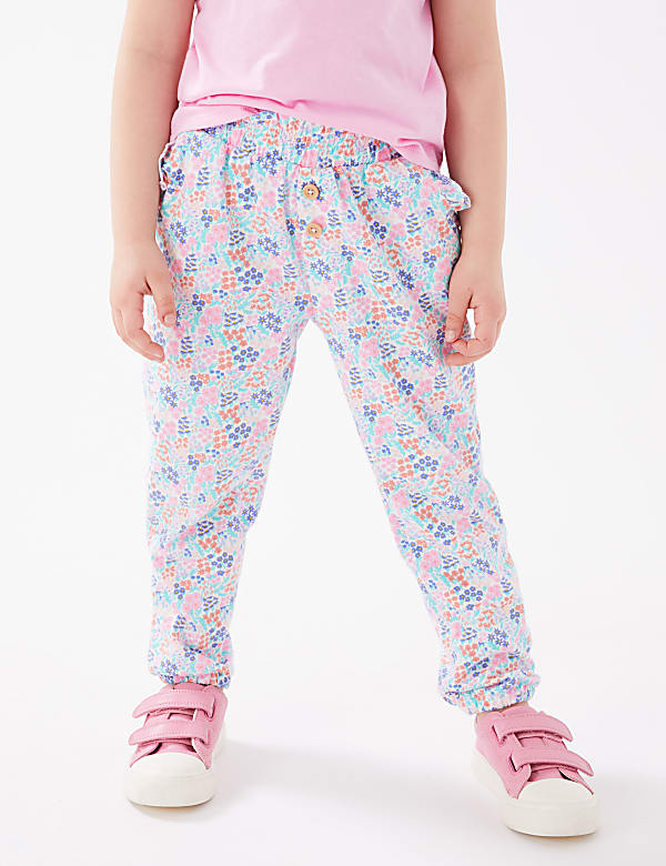 Pure Cotton Floral Trousers (2-7 Yrs)