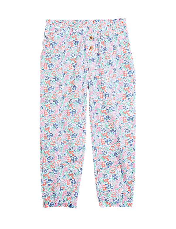 Pure Cotton Floral Trousers (2-7 Yrs)