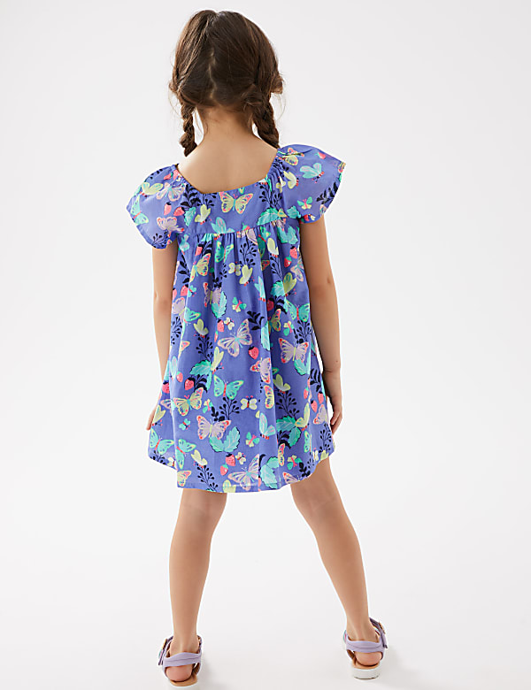 Pure Cotton Butterfly Print Dress (2-7 Yrs)