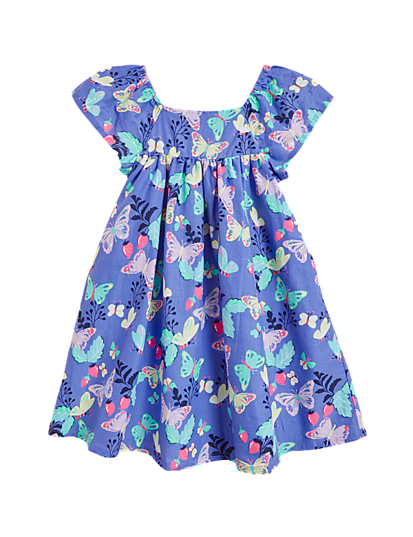 Pure Cotton Butterfly Print Dress (2-7 Yrs)
