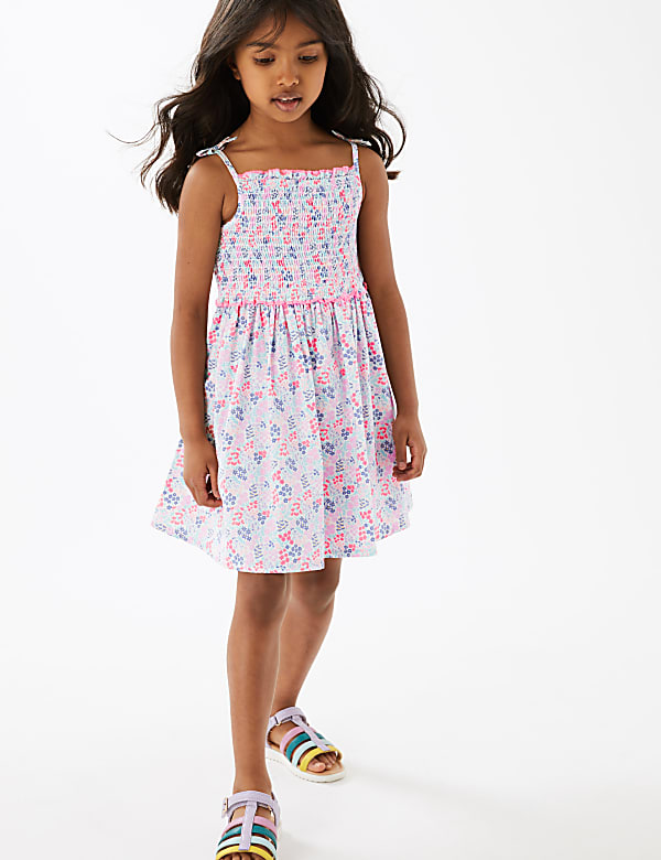 Pure Cotton Floral Dress (2-7 Yrs)