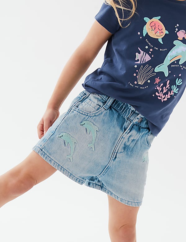 Cotton Rich Denim Dolphin Shorts (2-7 Yrs)