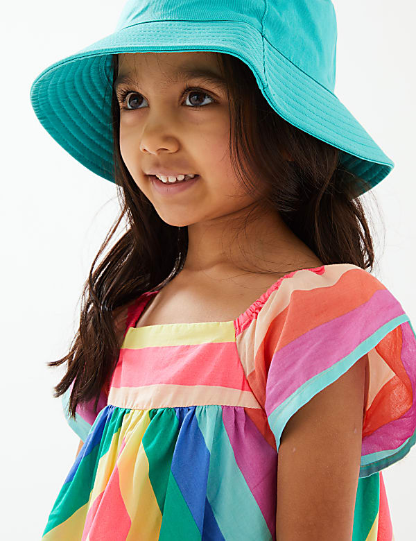 Pure Cotton Rainbow Striped Dress (2-7 Yrs)