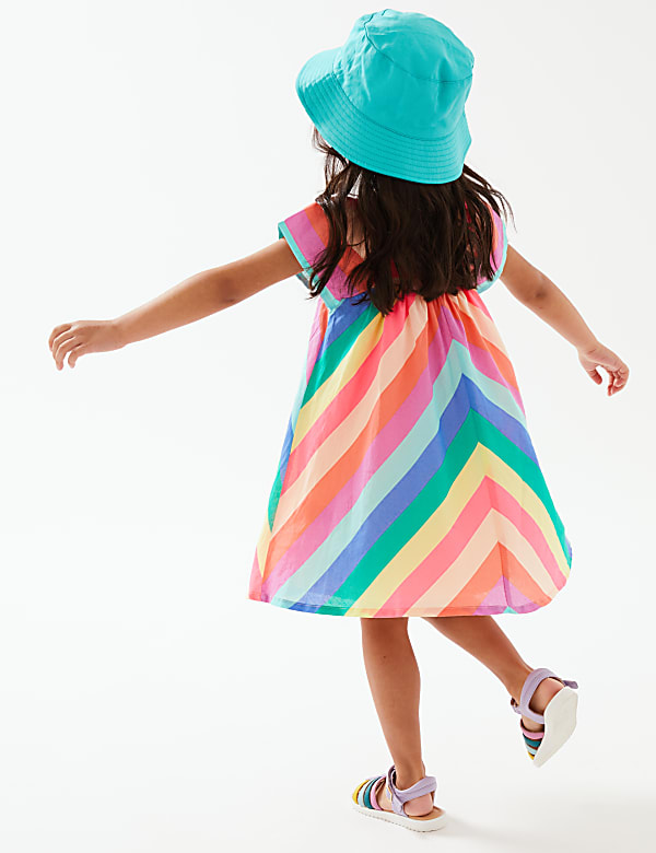 Pure Cotton Rainbow Striped Dress (2-7 Yrs)
