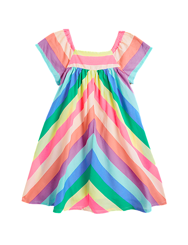 Pure Cotton Rainbow Striped Dress (2-7 Yrs)