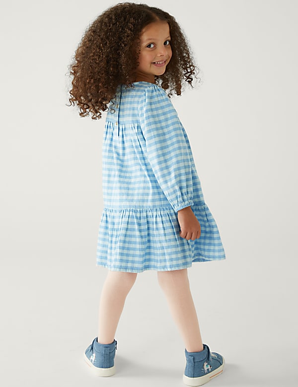 Pure Cotton Gingham Dress and Tights