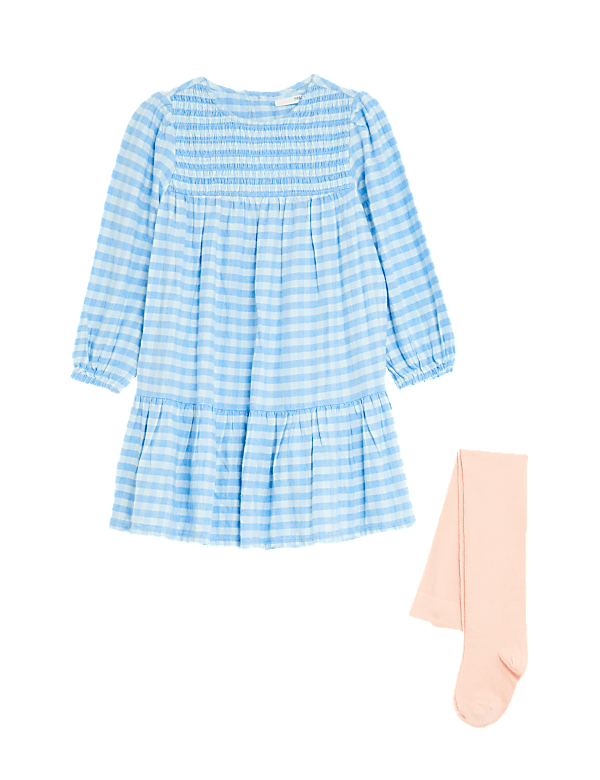 Pure Cotton Gingham Dress and Tights