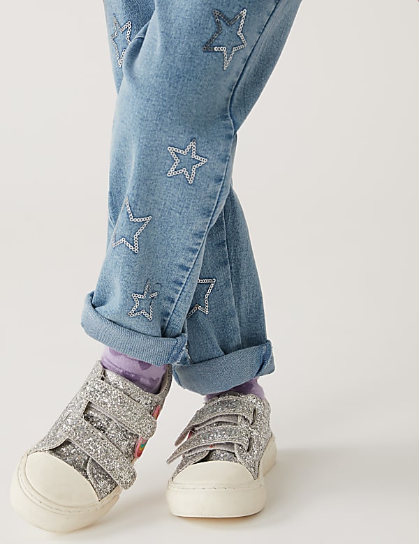 Regular Denim Sequin Star Jeans