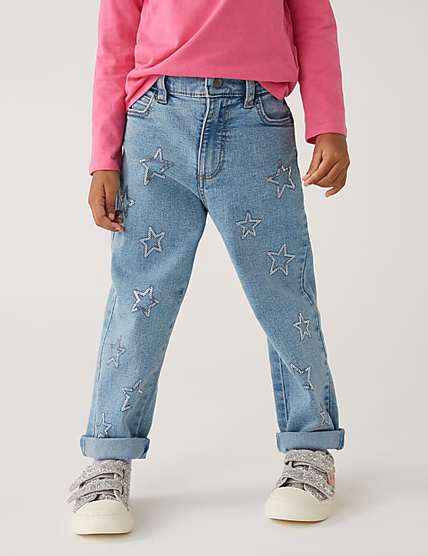 Regular Denim Sequin Star Jeans