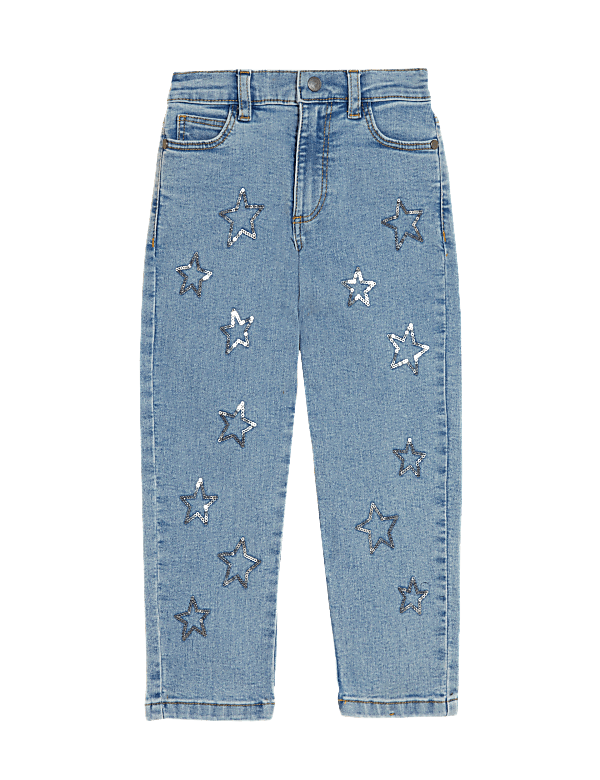 Regular Denim Sequin Star Jeans