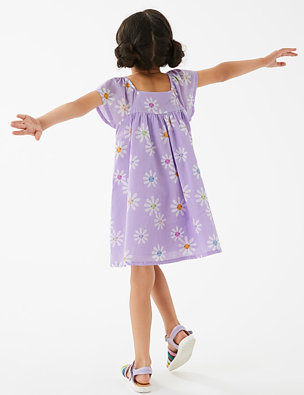 Pure Cotton Daisy Print Dress (2-7 Yrs)